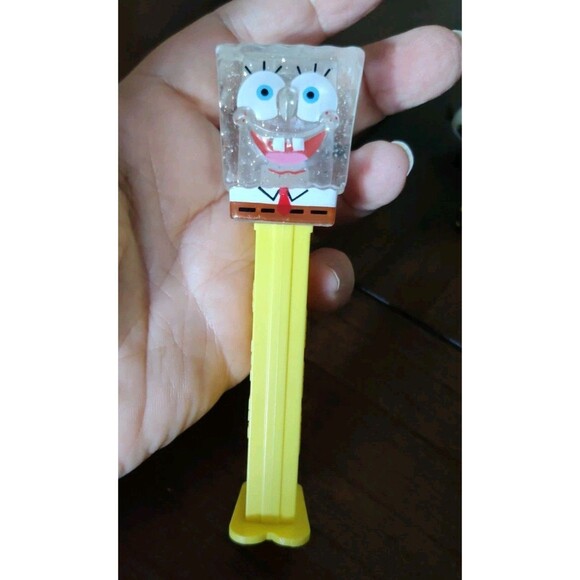 2014 SpongeBob SquarePants RARE GLITTER SPONGEBOB PEZ Dispenser + Pikachu, Olaf - Picture 6 of 9